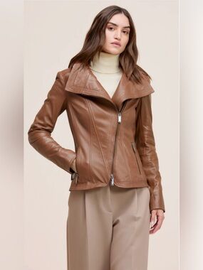 Danier Women's Camel Genuine Leather ELIZA bomber.